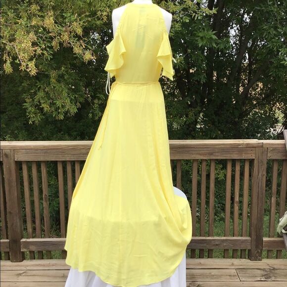 Privacy Please Dress Yellow Maxi Acme Cold Shoulder Maxi Dress Size Large - Picture 3 of 6